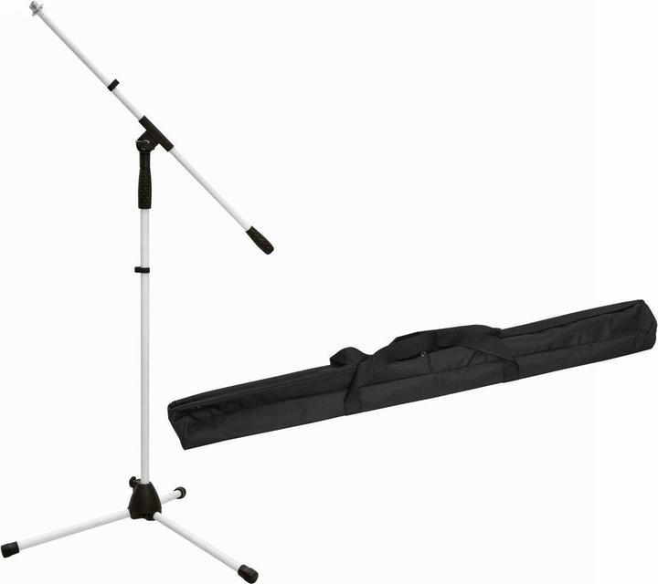 Actual product image Omnitronic Set microphone stand MS-1W with boom white + bag