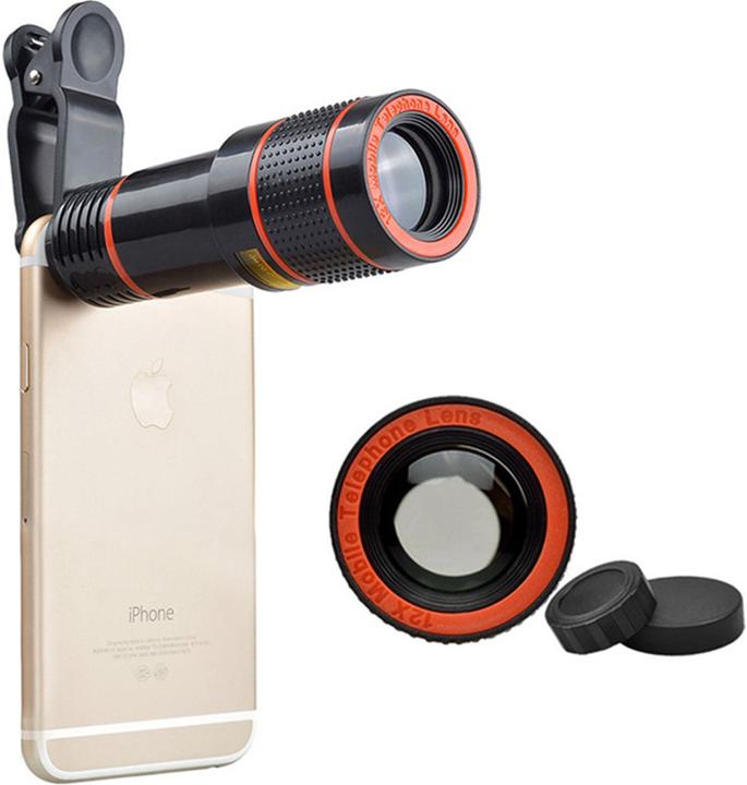 PhoneLook Obiettivo fotocamera smartphone clip telescopica zoom ottico 12x