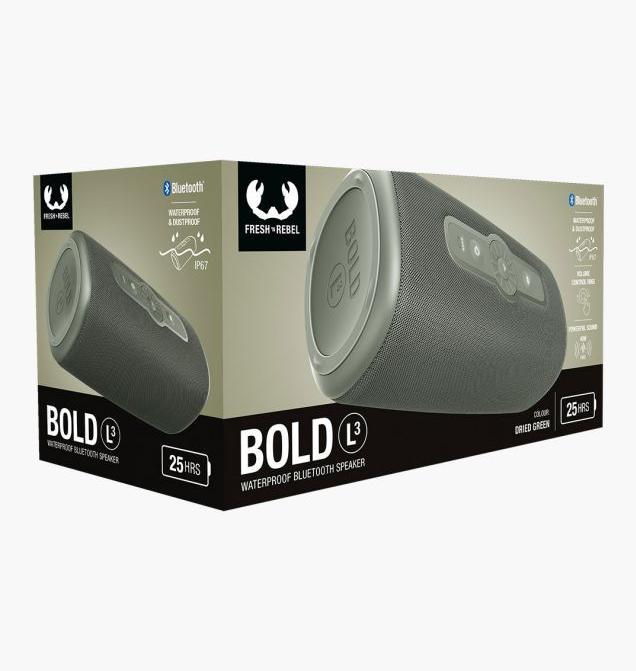 Produktbild Fresh'N Rebel Fresh 'n Rebel Bold L3 - Waterdichte Bluetooth speaker draadloos - 25 uur batterij - Dried Green (0) (25 h, Stromversorgung über USB)