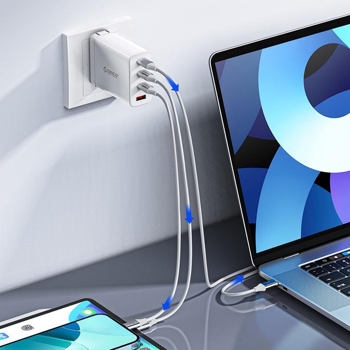 Actual product image Orico Cable CDX 60W 3A Power Delivery USB-C - USB-C 1m Cable - White (1 m, USB 2.0, 60 W)