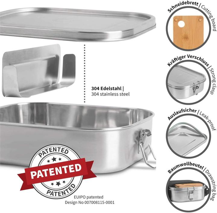 Actual product image Hydro2go Auslaufsichere Lunchbox mit Trennwand, Schneidebrett und Baumwolltasche