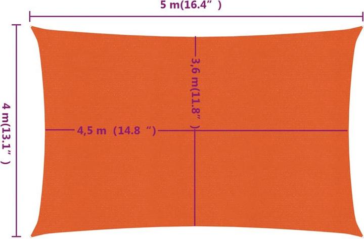 Image du produit VidaXL Sonnensegel 160 g/m² Rechteckig HDPE (4 x 5 m)