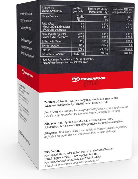 Actual product image PowerFood One High Grade Citrulline (1 Piece, Capsules)