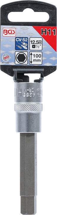 Actual product image BGS Bit Socket length 100 mm 12.5 mm (1/2") Drive internal Hexagon 11 mm (12.5 mm)