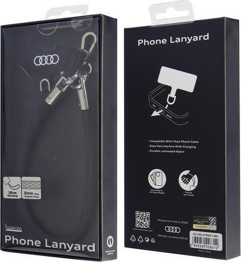 Actual product image Audi uniwersalna smycz do telefonu 28cm 8mm czarny/black AU-HSL8-R8/D1-BK