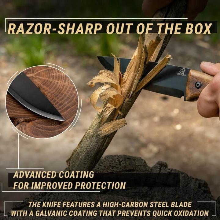 Actual product image Beaver Craft Bushcraft knife with blued blade (12 cm)