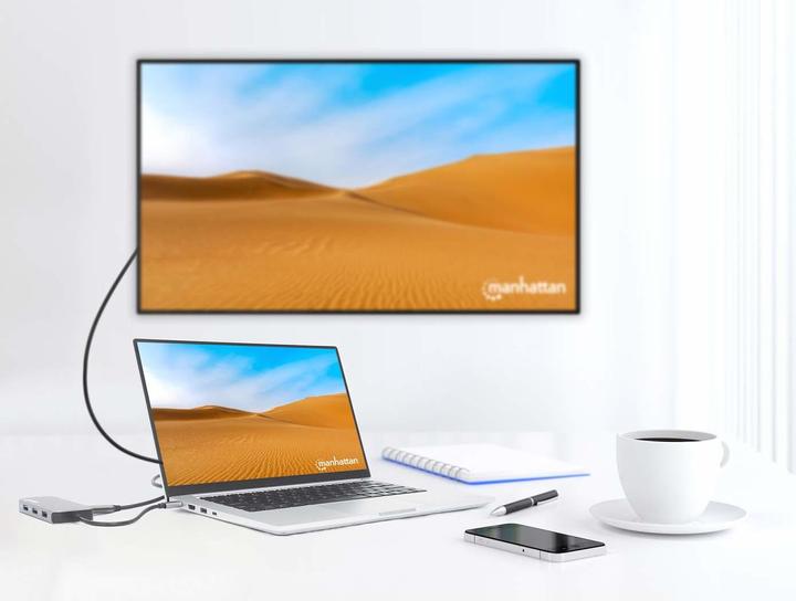 Actual product image Manhattan USB-C 8-in-1 Docking Station with Power Delivery (USB-C, 1 Ports)