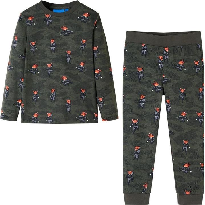 VidaXL Kinderpyjama mit Langen Ärmeln Khaki 128,Material: 100 (128)