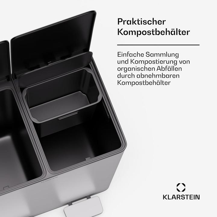 Image du produit Klarstein Mülleimer mit Mülltrennsystem und Kompostbehälter (43 l)