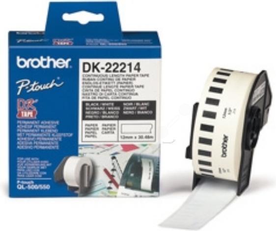 Produktbild Brother DK-22214 DirectLabel Etiketten weiss 12mm x 3048m Weiss