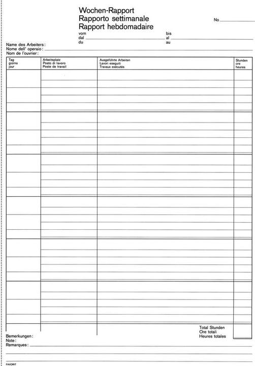Produktbild Favorit Wochen-Rapporte (100 x)