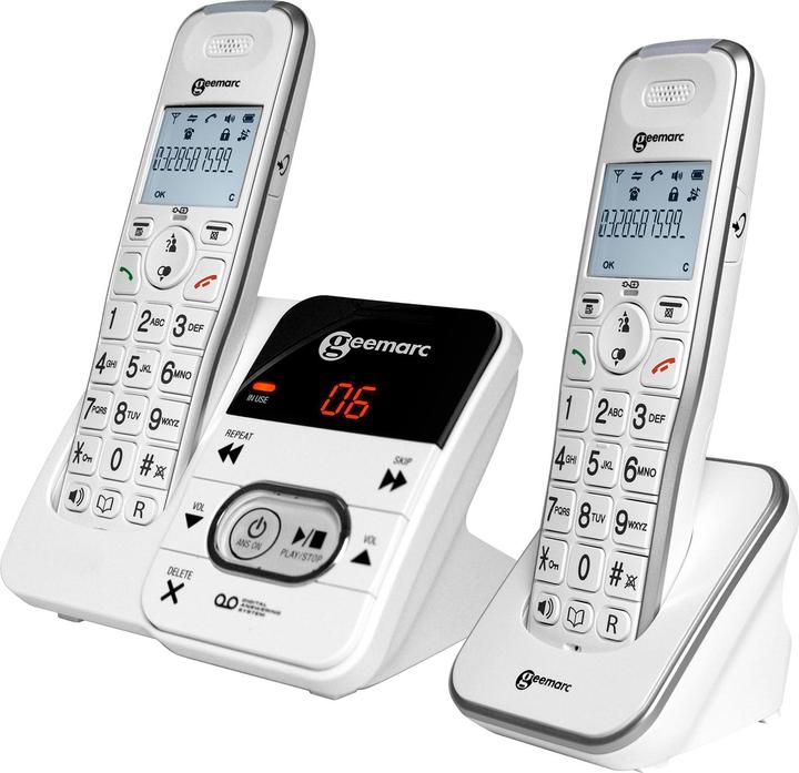 Actual product image Geemarc AMPLIDECT 295-2 Cordless telephone for seniors Answering machine Illuminated display White