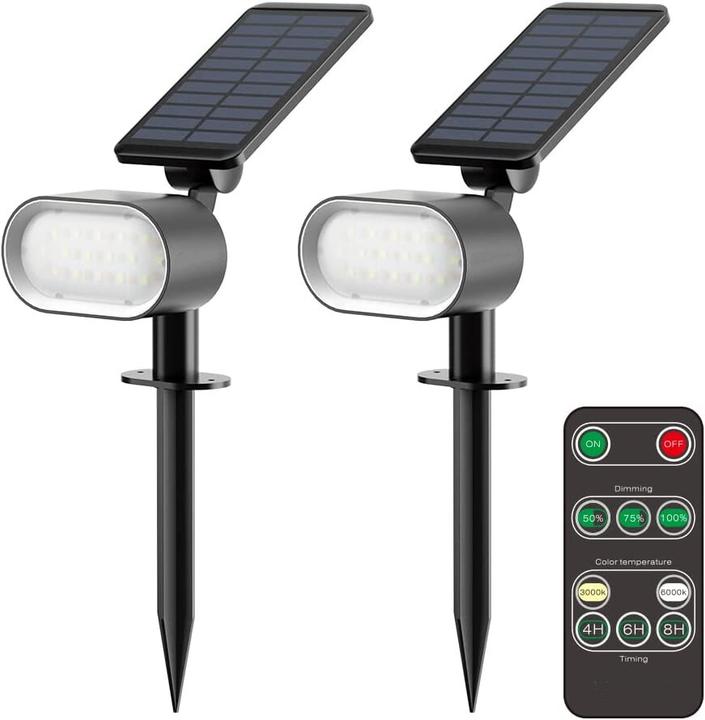 Produktbild Schönenberger Solar-Gartenspot 2er Set mit Fernbedienung (IP44)