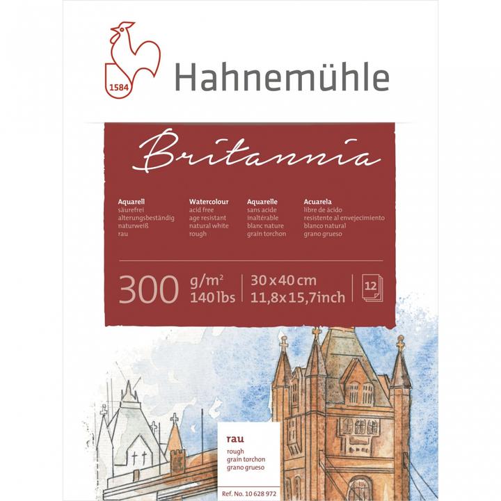 Produktbild Hahnemühle Aquarellblock 12 Bl. Britannia rau 30x40cm 300g (30 x 40 cm, Harter Einband)