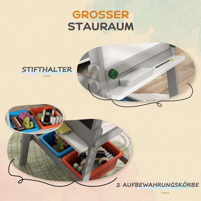 Image du produit Swisshandel24 3-in-1 Kindertafel, doppelseitige Kinder Staffelei mit Kreidetafel, Whiteboard