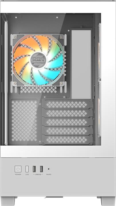 Actual product image Gigabyte case GB-C201PI - Mid tower - 2xUSB 3.0 - 3x 120mm ARGB Fan - white (mATX, Mini-ITX)