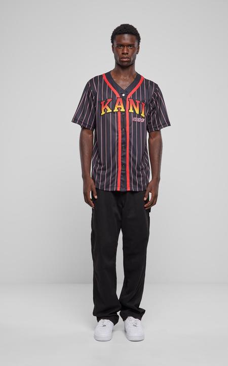 Actual product image Karl Kani KM233-003-1 KK Serif Pinstripe Baseball Shirt (L)