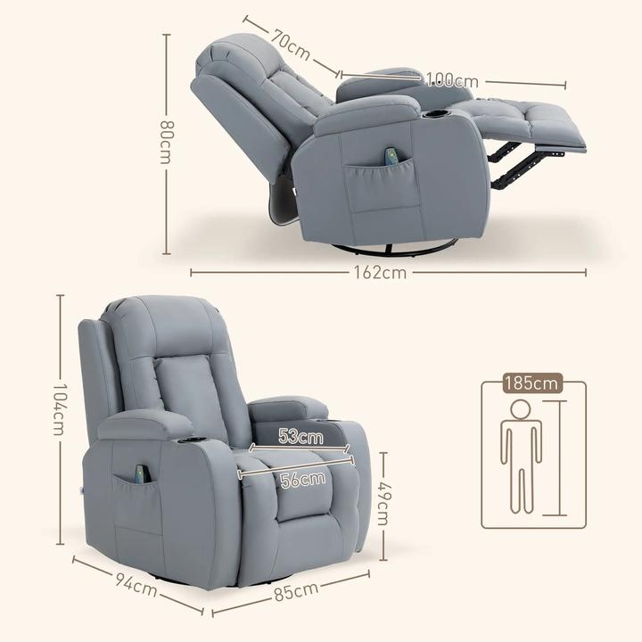 Produktbild Swisshandel24 Relaxsessel Massagefunktion elektrisch Liegefunktion Wippfunktion drehbar Fernbedienung bis 150kg Ku