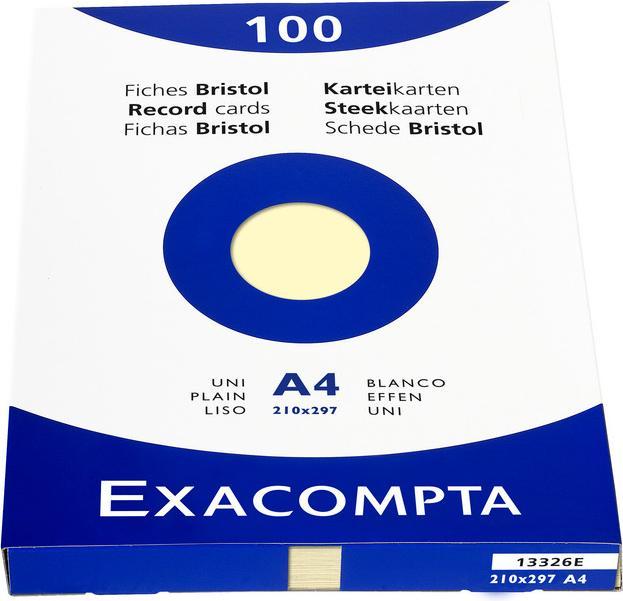 Exacompta Karteikarten, DIN A4, blanko, gelb (A4, 205 g/m², 100 x)