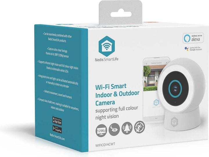 Produktbild Nedis SmartLife Aussenkamera | Wi-Fi | Spotlight | 3MP Full HD 1296p | IP65 | Cloud Storage (optional