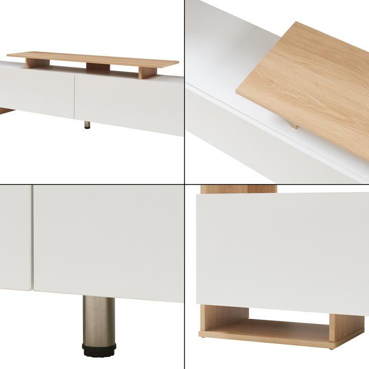 Produktbild En.Casa Fernsehschrank Rauki 233x31x141 cm Weiss/Eicheoptik