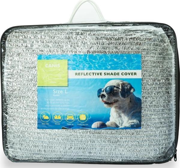 Petcare Active Canis, ombrello argentato reflex, L 4x4 m, ombreggia e rinfresca l'auto. (Cane)