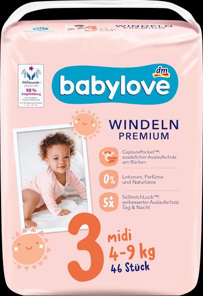 Produktbild dm babylove Premium-Windeln (Gr. 3, Tragepack, 46 Stück)