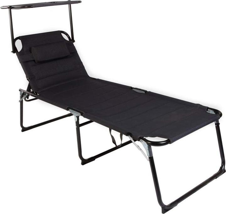 Mojawo XXL Aluminium verstellbare Gartenliege mit Dach L200xB70cm (200 cm)