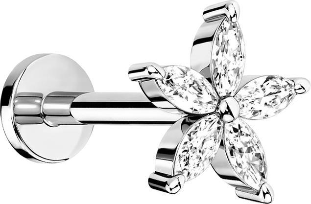 Immagine prodotto Star Piercing Micro Labret filo interno argento fiore con cristallo (Ottone)