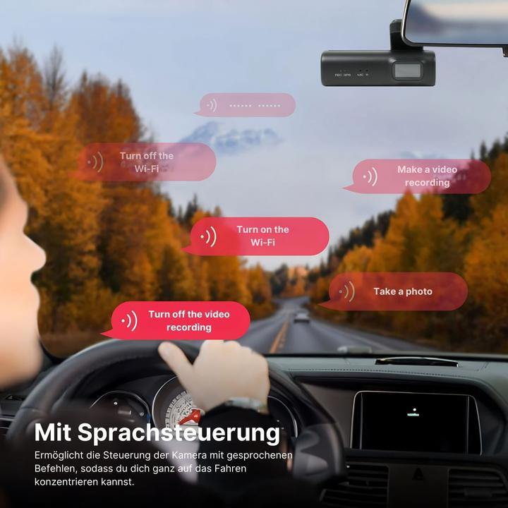 Produktbild Hermex 4K WiFi Dual-Dashcam Autofront-Kamera Onboard-Kamera Auto-Überwachung (Eingebautes Mikrofon, Eingebaute Anzeige, Akku, Eingebautes Display, GPS-Empfänger, WLAN, 4K)