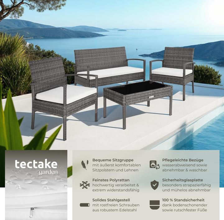 Immagine prodotto tectake Set di mobili da giardino in rattan Sparta 3+1