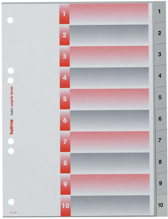 Produktbild Kolma Register A5 hoch superstrong 1-10 10-teilig grau