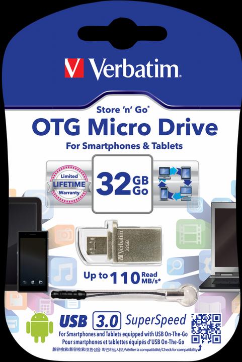 Actual product image Verbatim Store n Go OTG 32GB Micro Drive USB 3.0 (32 GB, USB-A)