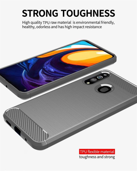 Immagine prodotto Cadorabo TPU Ultra sottile in acciaio inossidabile al carbonio Combi Cover (Samsung Galaxy A20s)