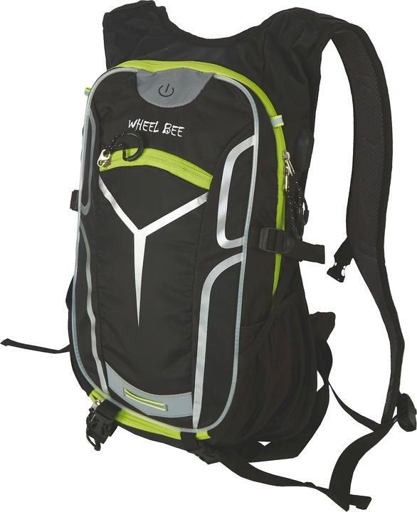 Wheel Bee Bike Backpack Stelvio Black, 46x32x20 cm, Volumen 18l, LED, Batt. 2xCR2032 inkl. (18 l)
