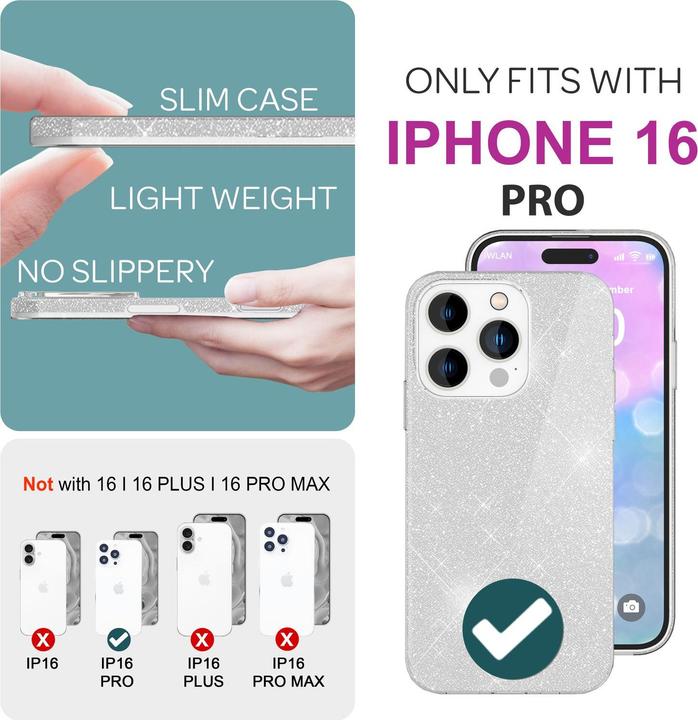 Immagine prodotto Nalia Copertina ibrida glitterata (Apple iPhone 16 Pro)