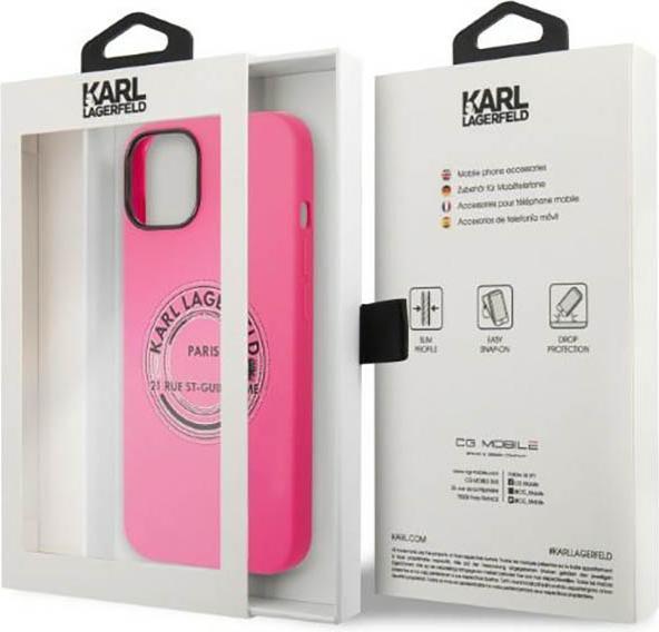 Produktbild Karl Lagerfeld Hard Cover Round Logo Bicolor Pink, f??r iPhone 14 Plus, KLHCP14MSRSGRCF (Apple iPhone 14 Plus)