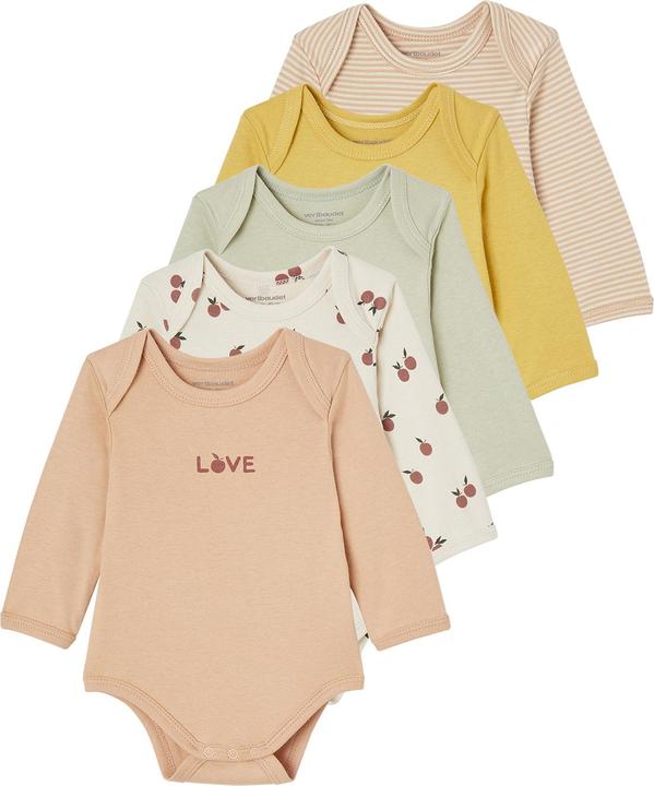 Vertbaudet 5er-Pack Baby Langarm-Bodys in Schlupfform mit Früchten, Bio-Baumwolle (56)