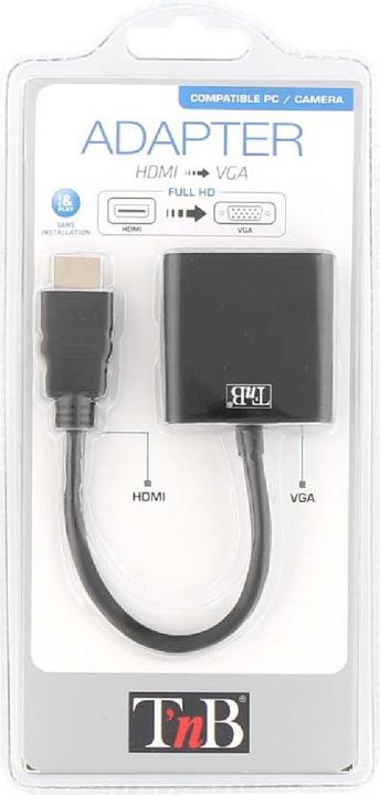 Image du produit T'nB Convertisseur HDMI mâle 1.2 vers VGA femelle (D-sub DE-15) 10cm (Noir) (HDMI, VGA, 10 cm)