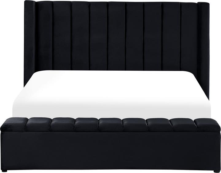 Actual product image Beliani Upholstered bed in black velvet fabric with storage space 180 x 200 cm NOYERS (180 x 200 cm)