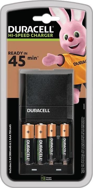 Produktbild Duracell 45m Charger + 2 x AA/AAA (4 Stk., AAA, AA, 1700 mAh, Ladegerät ohne Akku)