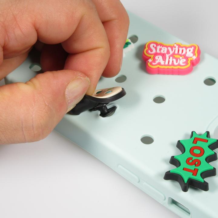 Produktbild PhoneLook Trendige Aufsteck-Sticker 3D für Silikonhülle mit Löcher Crazy Smile Gold Teeth