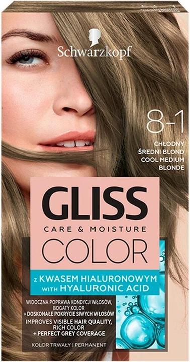Schwarzkopf Gliss Color Hair Coloring Cream (8-1 Cool Medium Blonde)