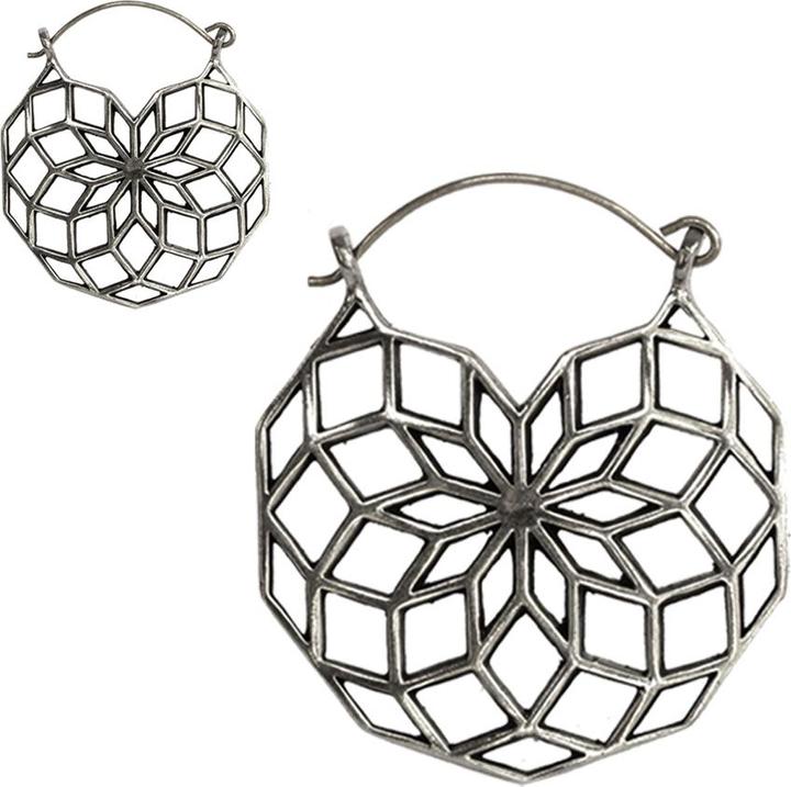 Star Piercing Ohrring silber rundes Blatt (Messing)