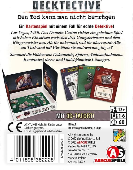 Image du produit Abacus Decktective On ne peut pas tromper la mort (Allemand)