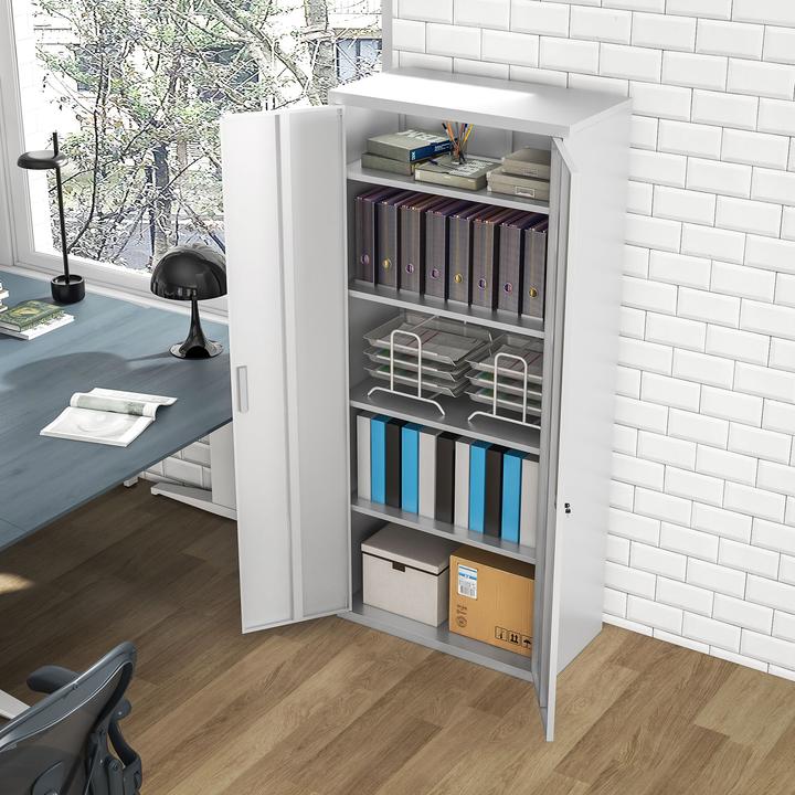 Produktbild Homcom Aktenschrank Stahl Weiss (80 x 40 x 180 cm)