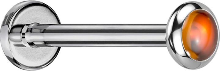 Immagine prodotto Star Piercing Micro Threadless Labret disco d'argento con pietra di onice rossa arrotondata (Titanio)