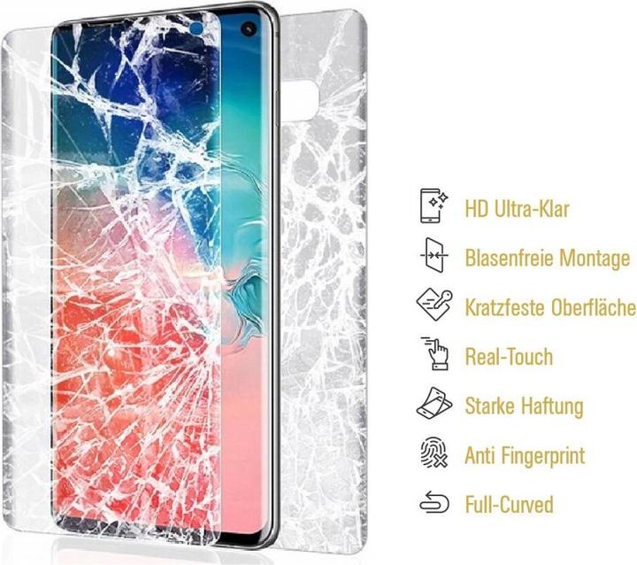 Produktbild Protectorking 2x Panzerfolie Anti-Shock Full Cover HD Klar (2 Stück, Samsung Galaxy S10+)