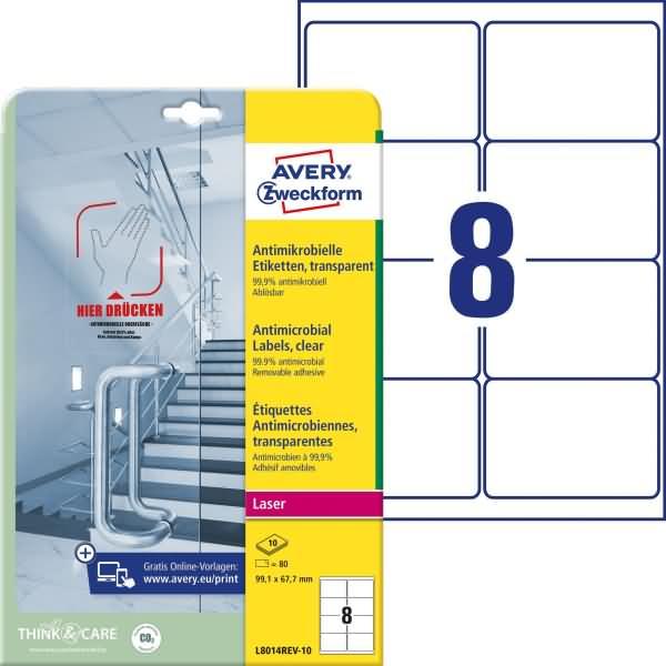 Actual product image Avery Antimicrobial labels, removable, transparent