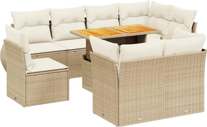 Produktbild VidaXL Gartenmöbel Sofa Garnitur Gartengarnitur Garten Sitzgruppe 9-tlg. Beige